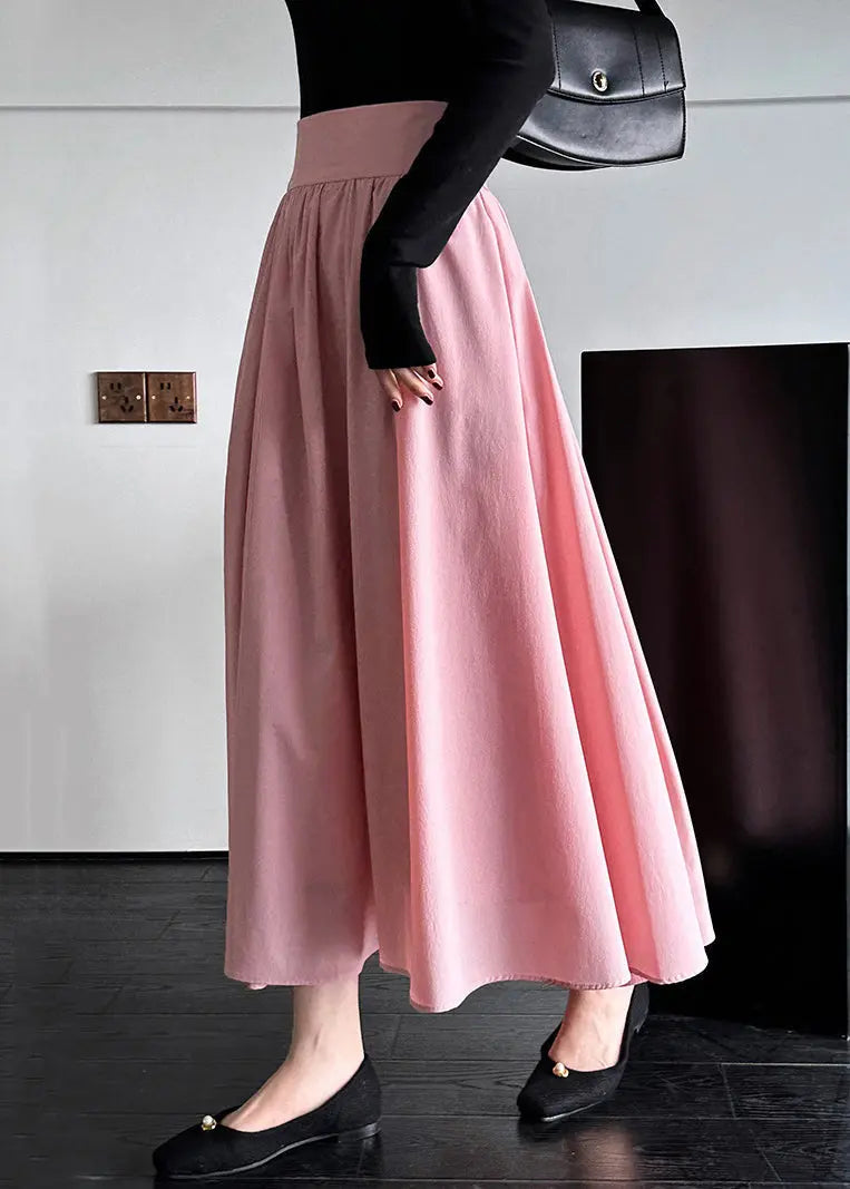 Chic Pink Zippered High Waist Cotton Skirts Spring Ada Fashion