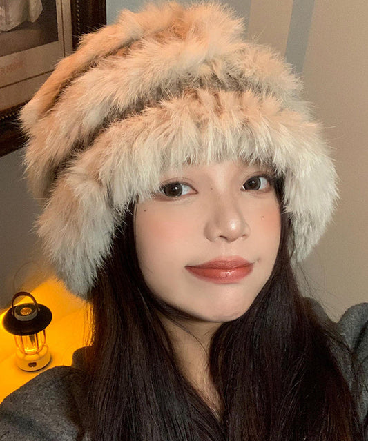 Bonnet de pêcheur tricoté en poils de lapin chic et chaud pour l'hiver WB030