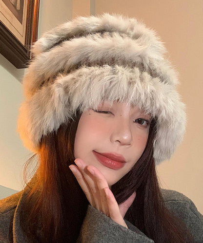 Bonnet de pêcheur tricoté en poils de lapin chic et chaud pour l'hiver WB030