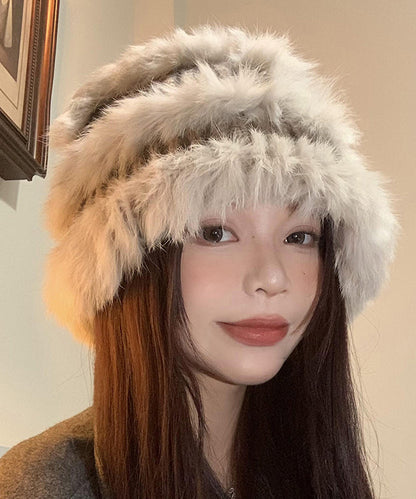 Bonnet de pêcheur tricoté en poils de lapin chic et chaud pour l'hiver WB030