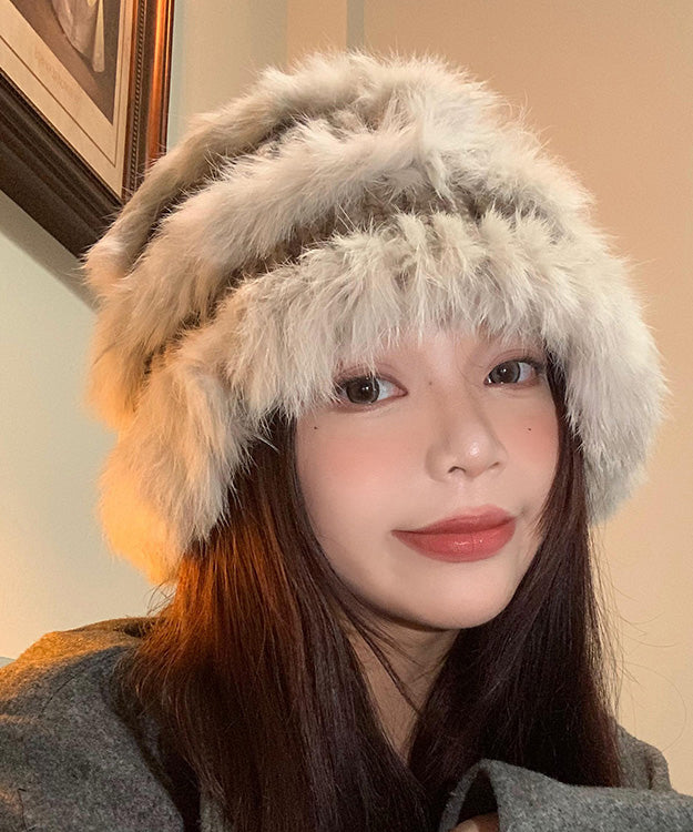 Bonnet de pêcheur tricoté en poils de lapin chic et chaud pour l'hiver WB030