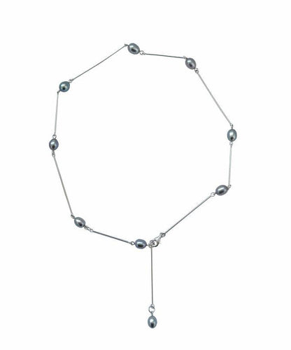 Collier Lariat Chic Silk en Acier Inoxydable avec Perles QJ015