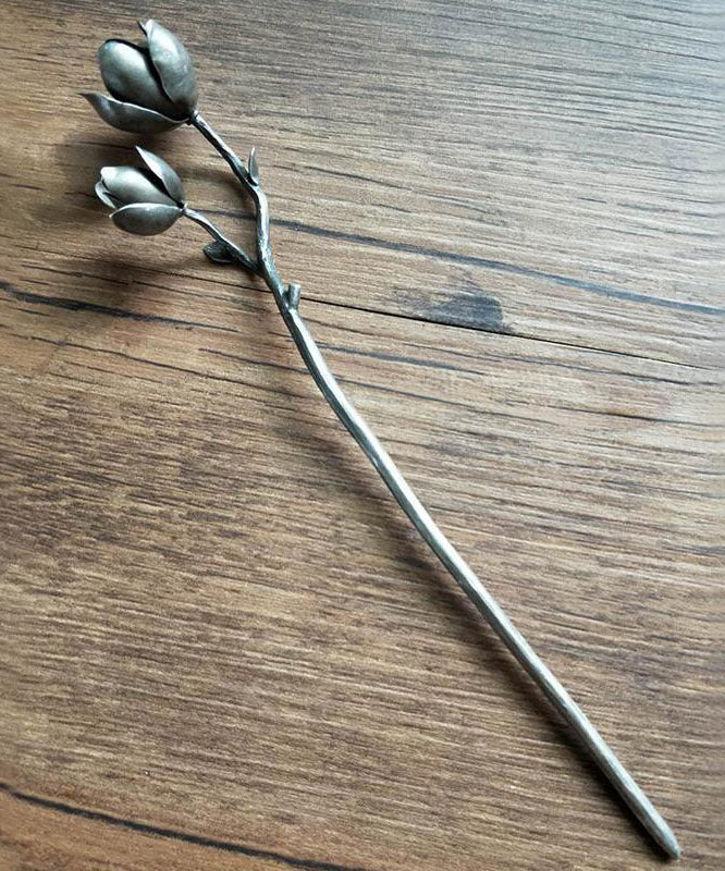 Schicke Seiden-Sterlingsilber-Haarnadel Yulan Magnolia TX047