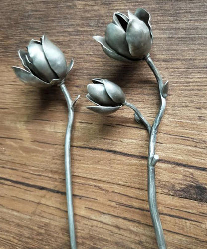 Schicke Seiden-Sterlingsilber-Haarnadel Yulan Magnolia TX047