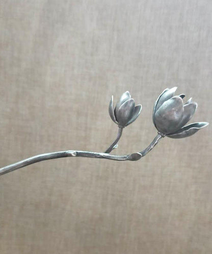 Schicke Seiden-Sterlingsilber-Haarnadel Yulan Magnolia TX047