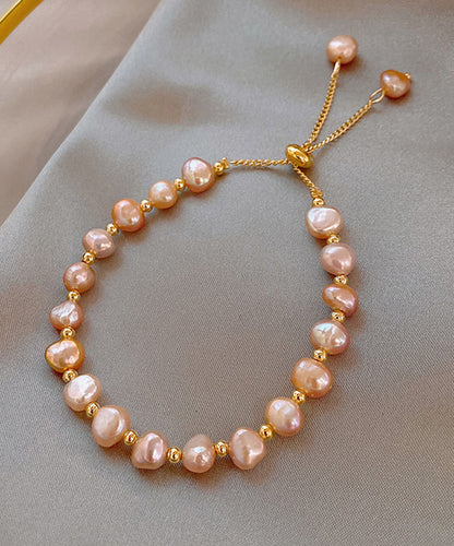 Schickes weißes Legierungsperlen-Quasten-Charm-Armband ET013