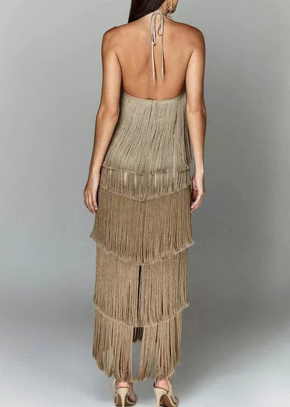 Neckholder-rückenfreies, quastenförmiges, schickes weißes Sommerkleid