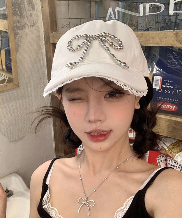 Lace White Chic Baseball Versatile Hat Cap Bow