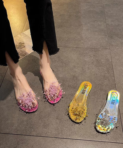 Bead White Sandals Splicing Slide Nail Chic Clear