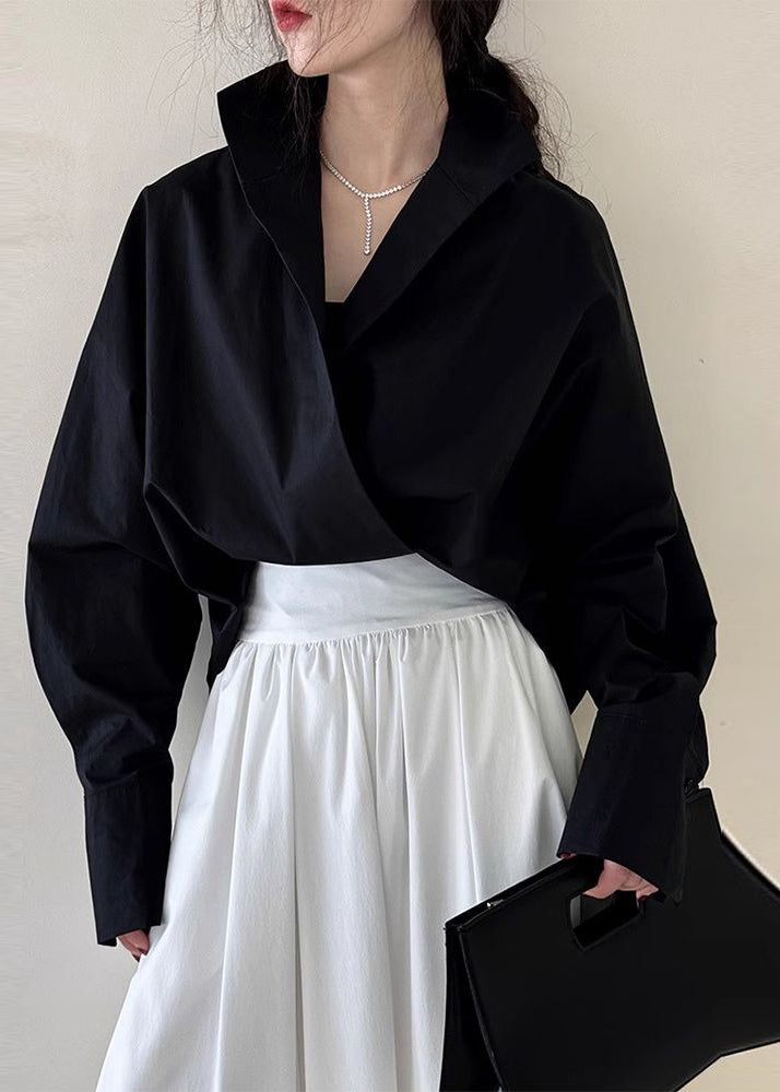 Chemises blanches à col montant et à imprimé floral chic et uni