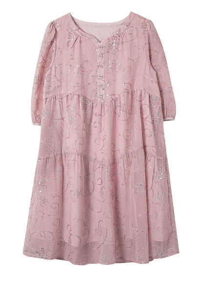 Robe d'été en coton jaune à paillettes chic et patchwork brodée