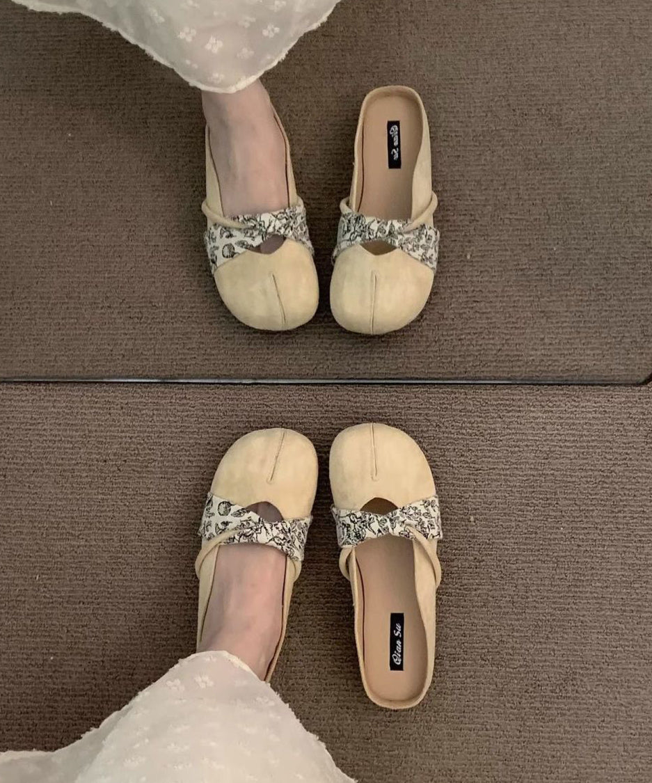 Splicing Chic Suede Boutique Slide Yellow Sandals