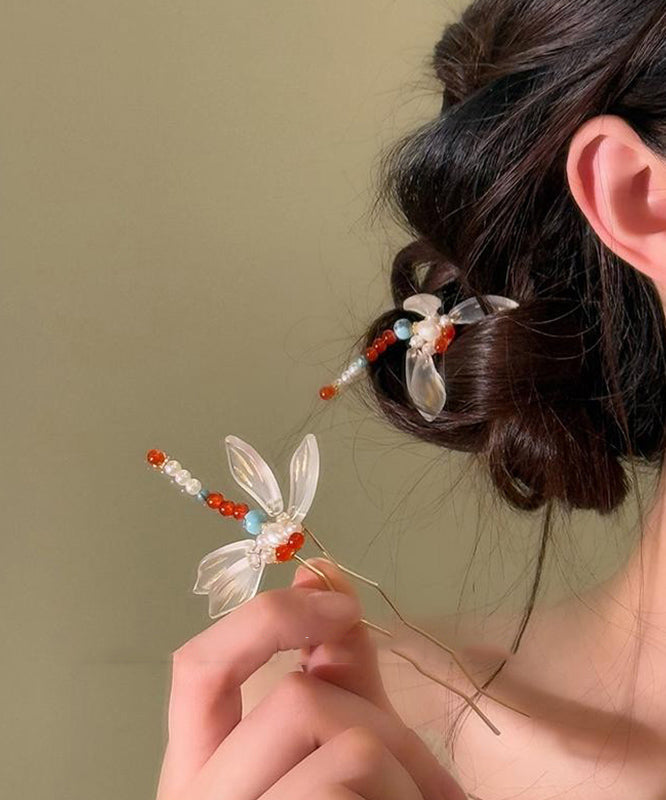 Haarnadel in U-Form, chinesische Legierung, Libellen-Stil, Türkis