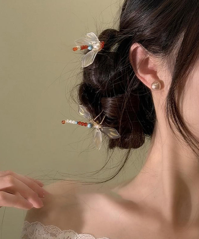 Haarnadel in U-Form, chinesische Legierung, Libellen-Stil, Türkis