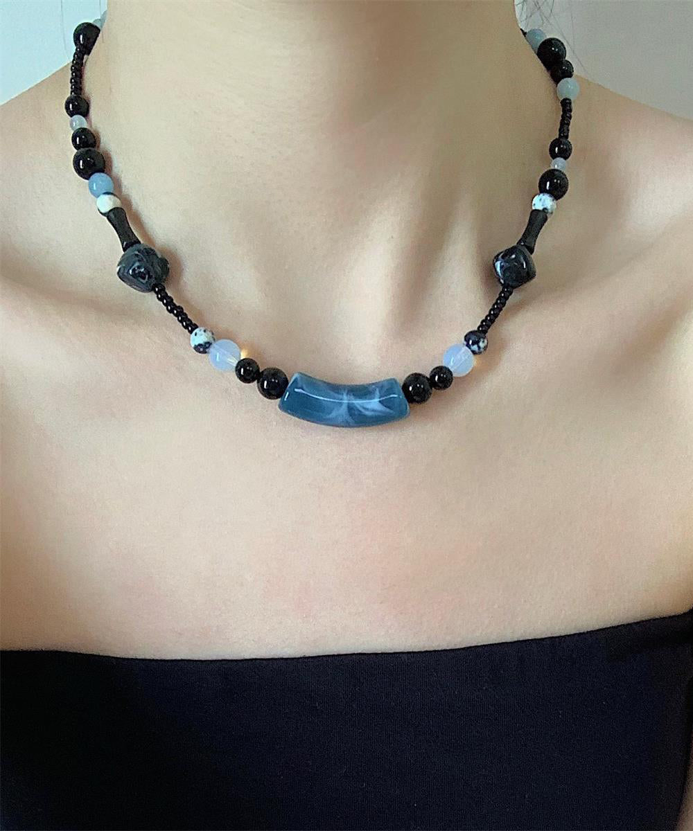 Gratuated Style Alloy Chinese Black Necklace Beading Bead