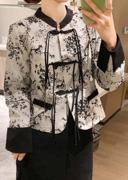 Chinese Style Black O-Neck Button Cotton Coat Spring Ada Fashion