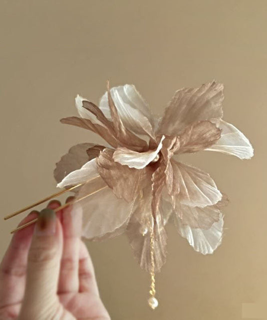 Champagner Stil Chinesische Quaste Legierung Haarnadel Perle Chiffon