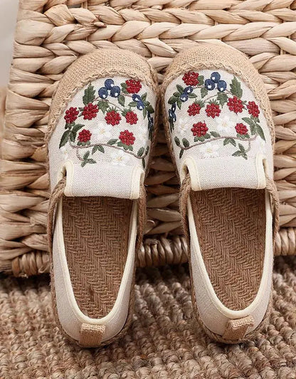 Chinese Style Embroidery Flower Linen Shoes Ada Fashion