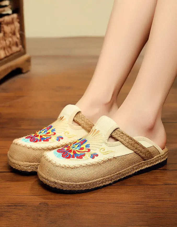 Chinese Style Embroidery Linen Oriental Shoes Ada Fashion