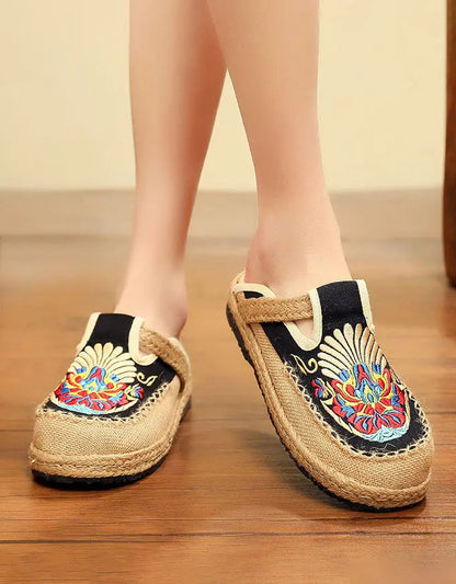 Chinese Style Embroidery Linen Oriental Shoes Ada Fashion