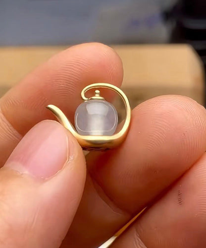 Goldflasche Sterling Wasser Silber Chinesischer Stil Jade Overgilt