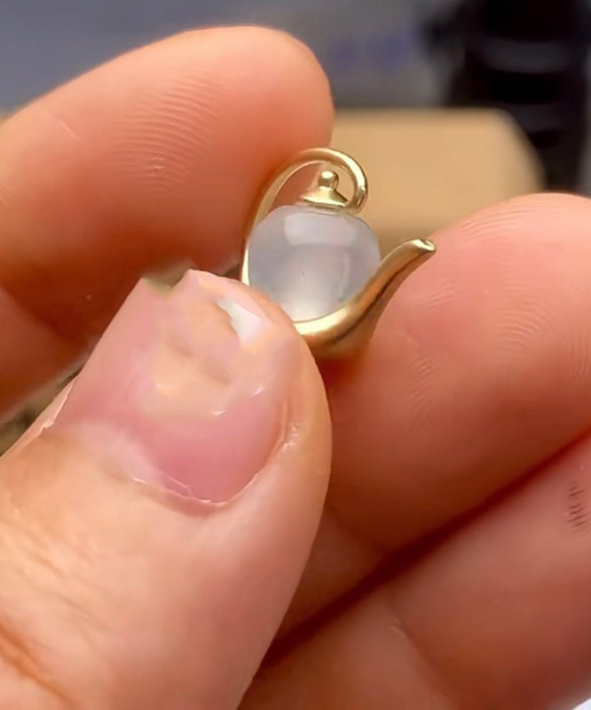 Goldflasche Sterling Wasser Silber Chinesischer Stil Jade Overgilt