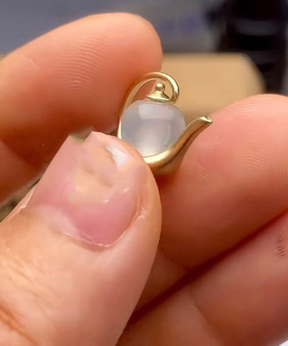 Goldflasche Sterling Wasser Silber Chinesischer Stil Jade Overgilt