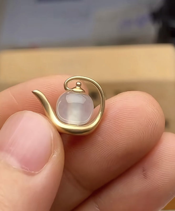 Goldflasche Sterling Wasser Silber Chinesischer Stil Jade Overgilt