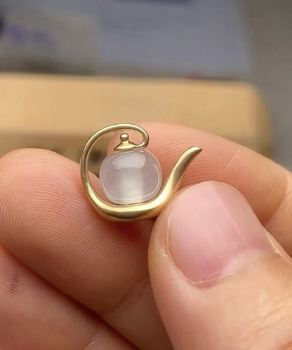 Goldflasche Sterling Wasser Silber Chinesischer Stil Jade Overgilt