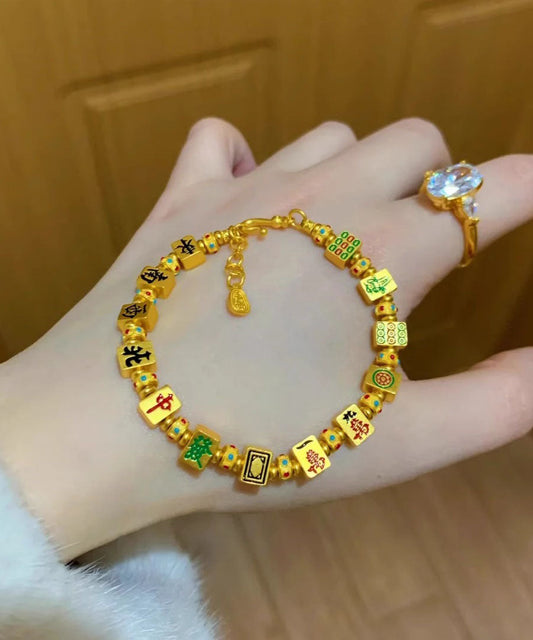 Breloque en argent sterling et or style Mahjong surdoré chinois