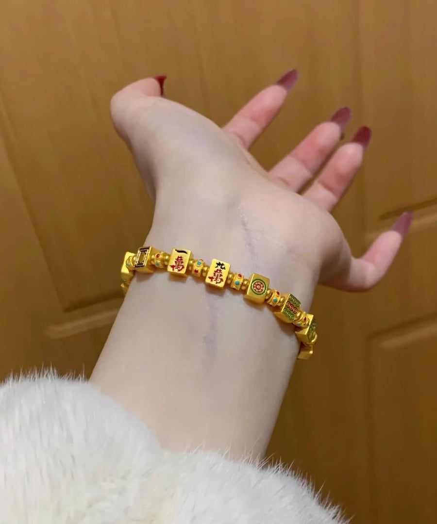 Breloque en argent sterling et or style Mahjong surdoré chinois