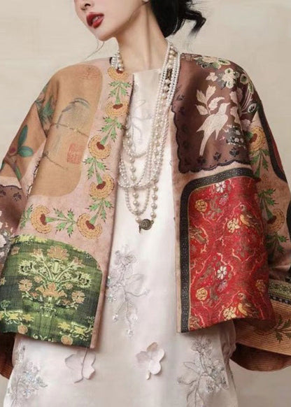 Chinesischen Stil O-Ausschnitt Druck Mäntel Frühling TY016
