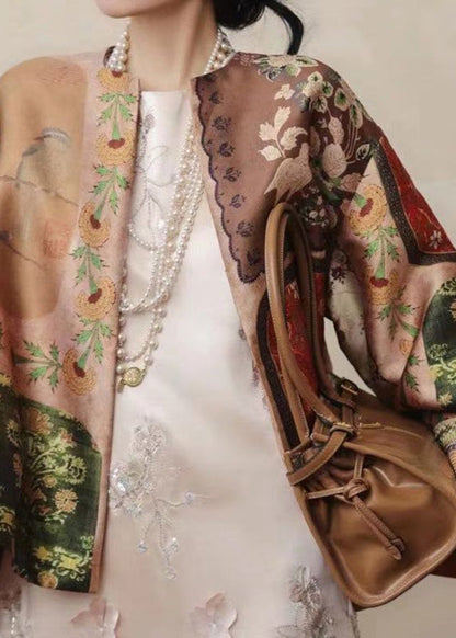 Chinesischen Stil O-Ausschnitt Druck Mäntel Frühling TY016