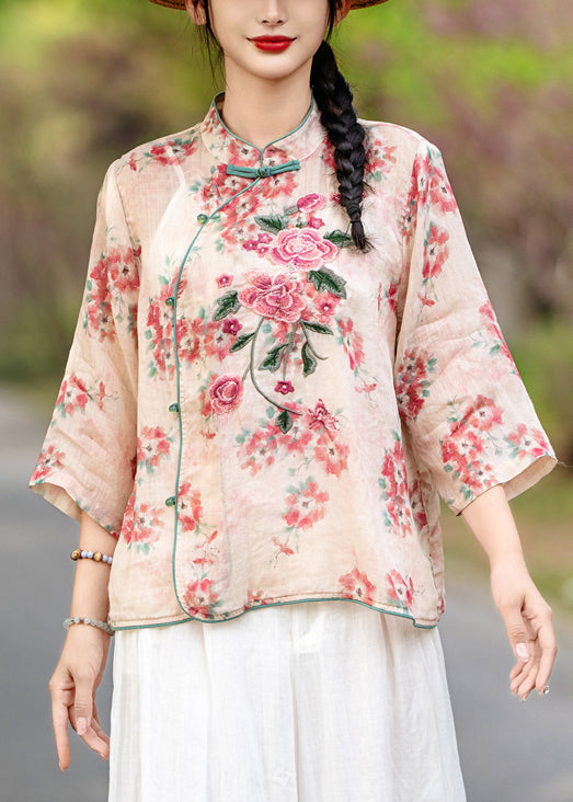 Armband Chinesischer Druck Hemdärmel Leinen Knopf Stil Rot