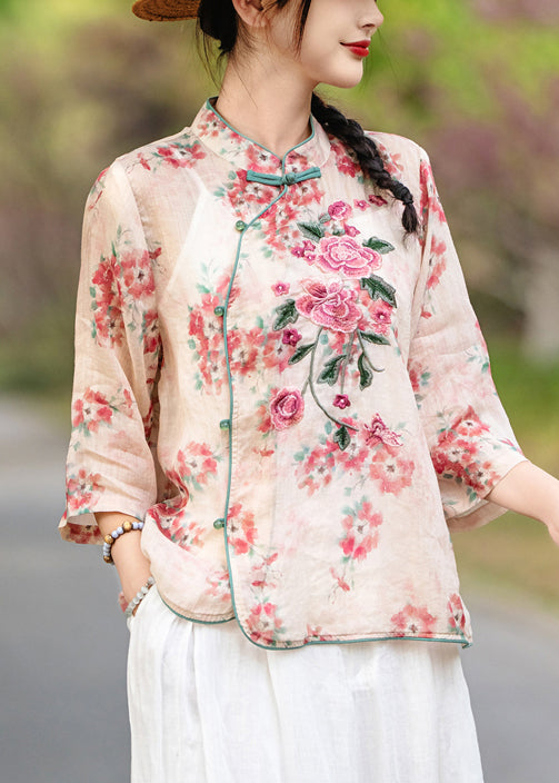 Armband Chinesischer Druck Hemdärmel Leinen Knopf Stil Rot