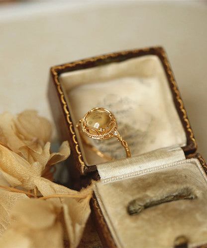 Style Crystal Silver Yellow Overgild Rings Chinese Sterling