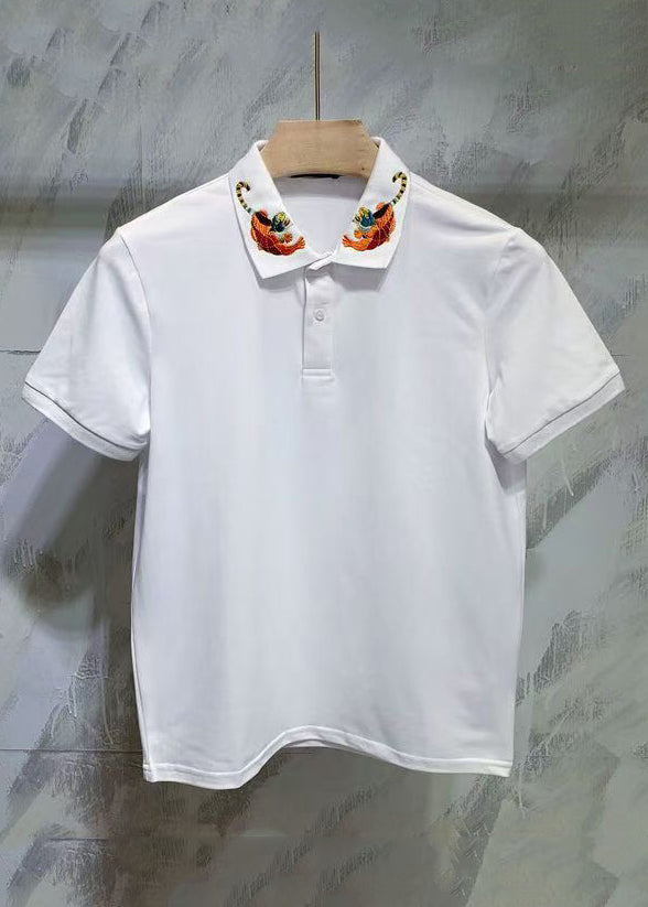 Herren Baumwolle Polo Sommer Tier Button Shirts Classy Schwarz