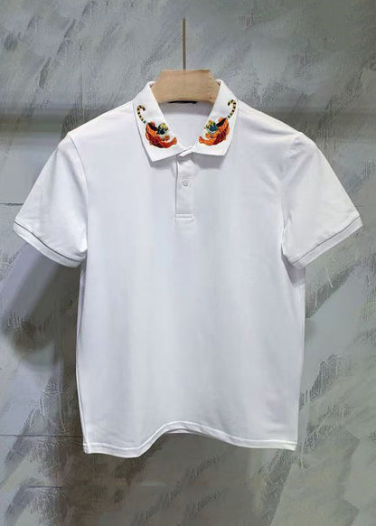 Herren Baumwolle Polo Sommer Tier Button Shirts Classy Schwarz