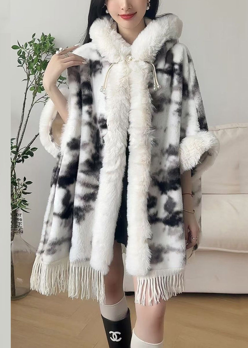 Edler schwarzer, seitlich offener, warmer Fleecemantel mit halben Ärmeln RC003