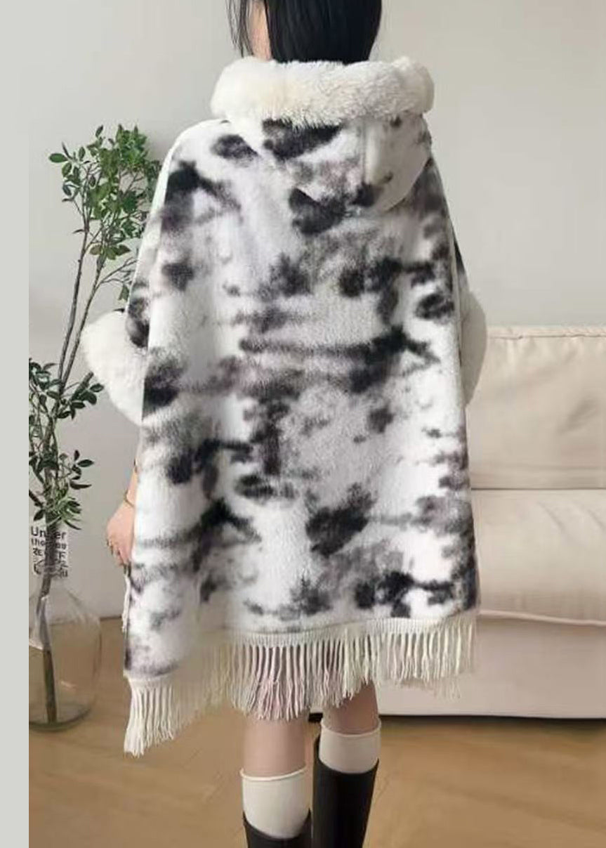 Edler schwarzer, seitlich offener, warmer Fleecemantel mit halben Ärmeln RC003