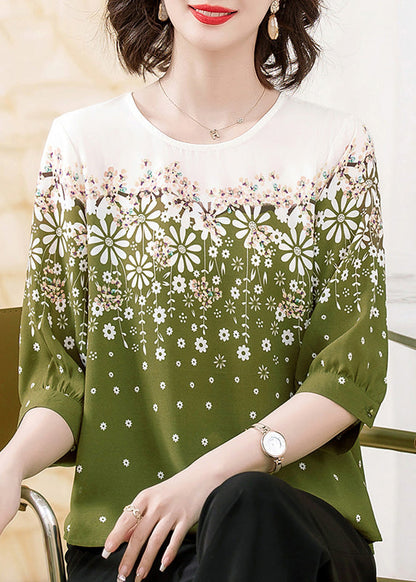 Chemises d'été noires élégantes à col rond et imprimé en mousseline