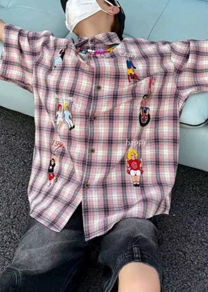 Hemden Baumwolle Plaid Print Halbe Taste Classy Blau männer