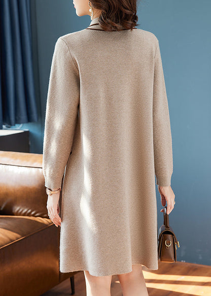 Robe pull en tricot à imprimé nœud camel chic, printemps TQ017