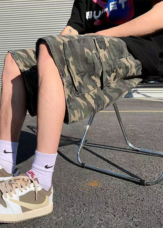 Shorts Taschen Kordelzug Herren Baumwolle Edel Camouflage Sommer