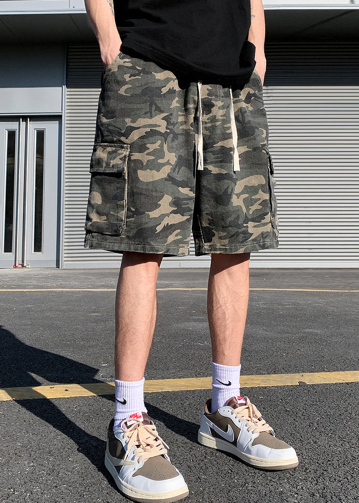 Shorts Taschen Kordelzug Herren Baumwolle Edel Camouflage Sommer
