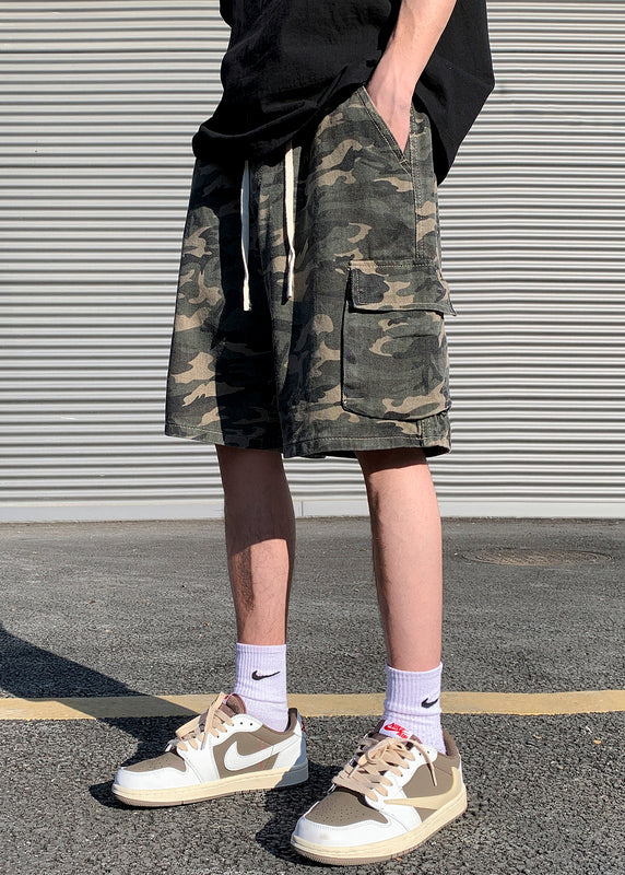 Shorts Taschen Kordelzug Herren Baumwolle Edel Camouflage Sommer