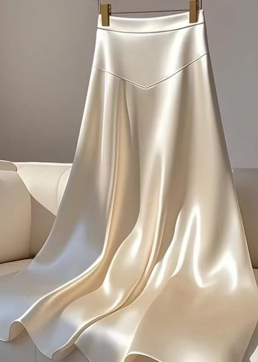 Maxi Silk Waist Champagne Patchwork High Summer Skirt Classy