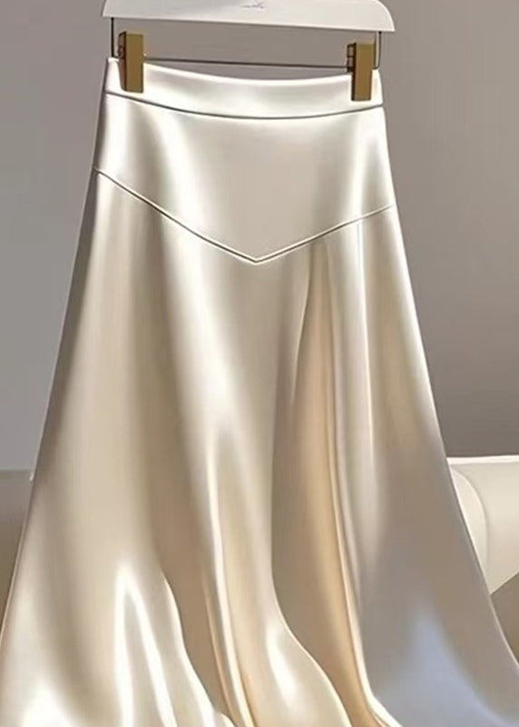 Maxi Silk Waist Champagne Patchwork High Summer Skirt Classy
