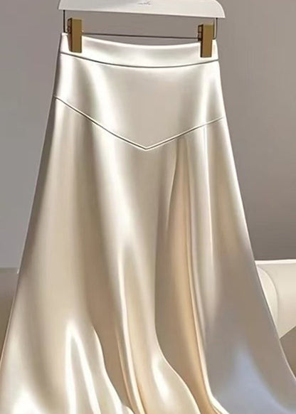Maxi Silk Waist Champagne Patchwork High Summer Skirt Classy