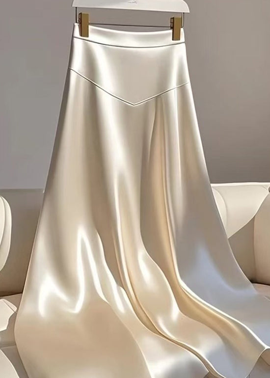 Maxi Silk Waist Champagne Patchwork High Summer Skirt Classy